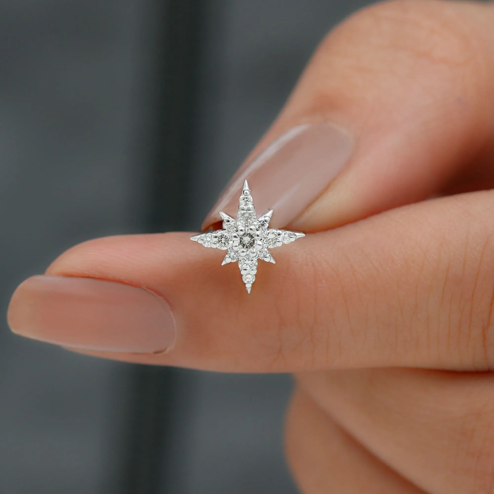 Sparkling Diamond Starburst Earring for Cartilage Piercing