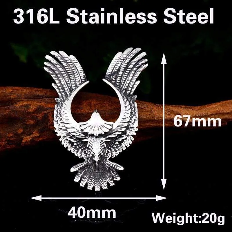 Steel soldier phoenix with huge wing pendant necklace punk biker chain stainless steel material men jewelry