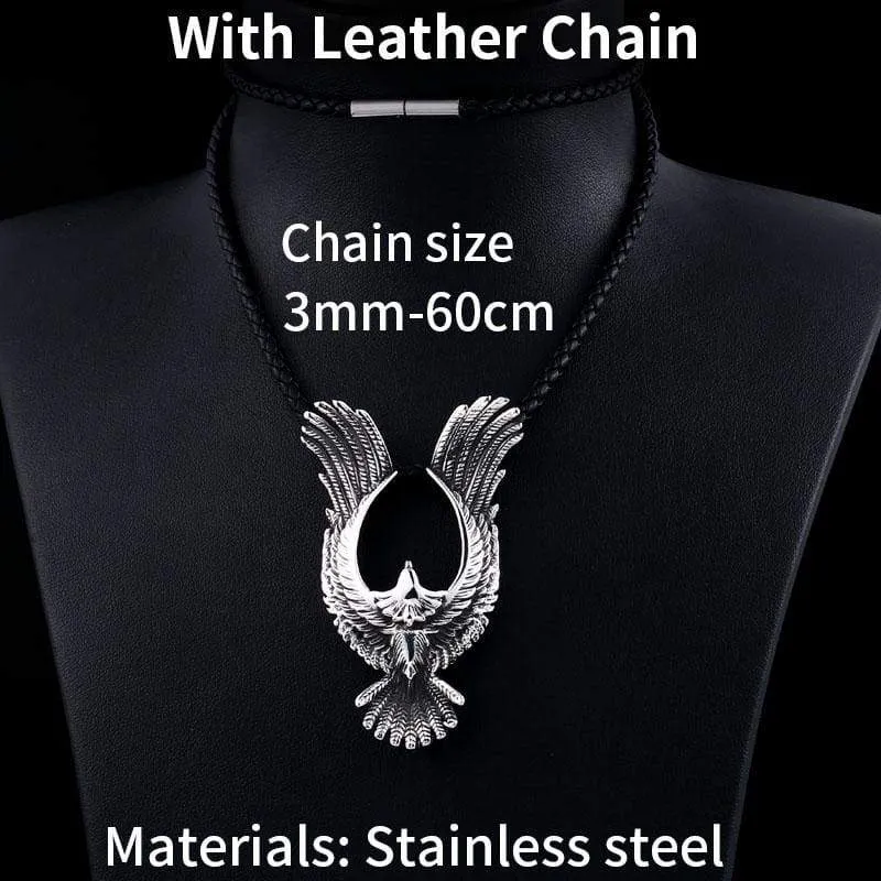 Steel soldier phoenix with huge wing pendant necklace punk biker chain stainless steel material men jewelry