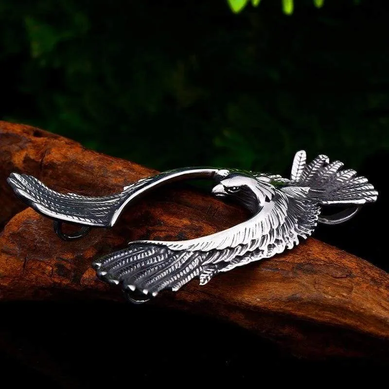 Steel soldier phoenix with huge wing pendant necklace punk biker chain stainless steel material men jewelry