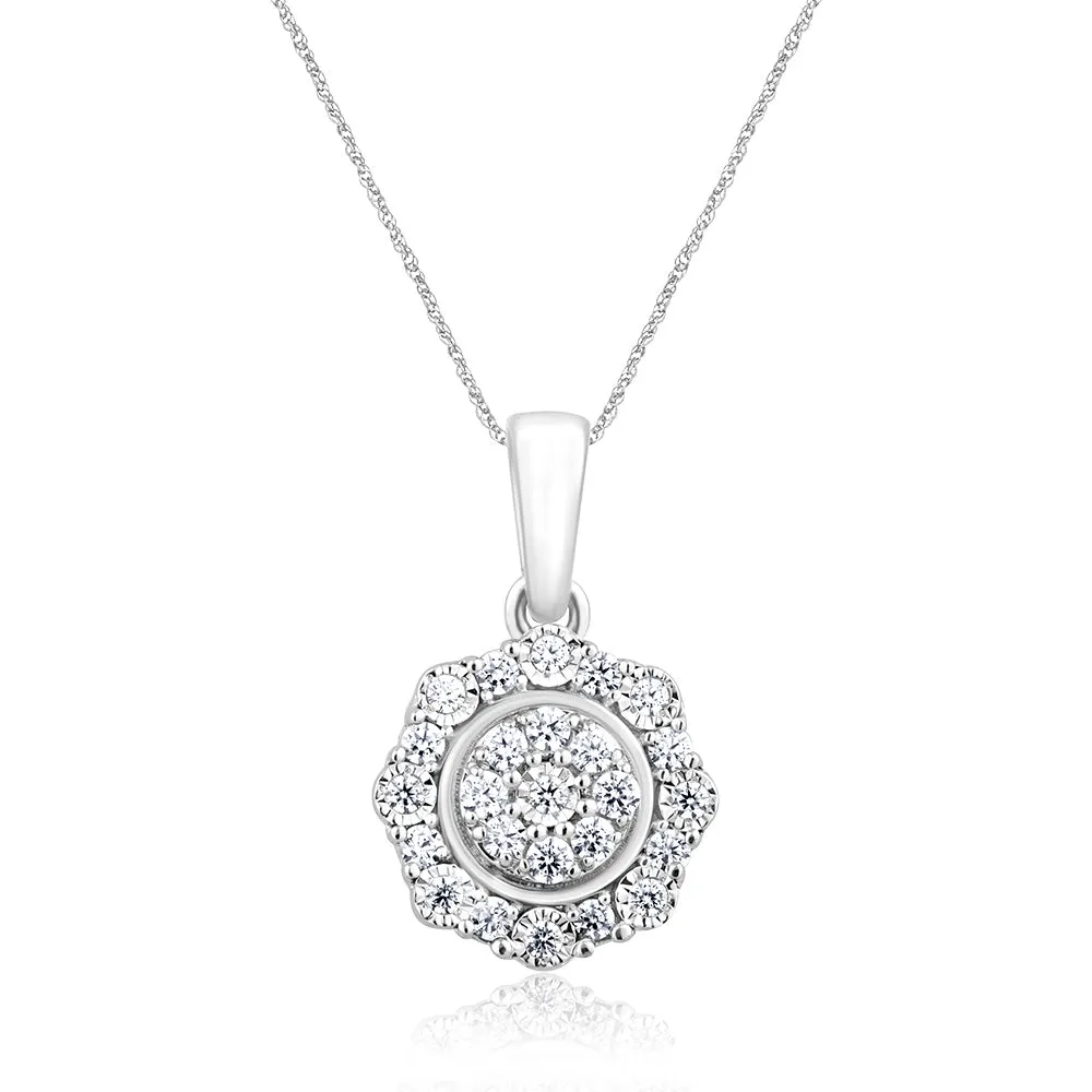 Sterling Silver 1/4 Carat Diamond Pendant on 45cm Chain