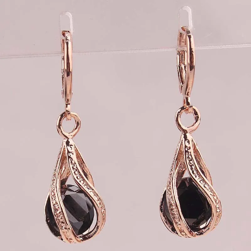 Swell Jewelry Vogue Women Gift 14k Gold Filled Round Cut 3 Colors Sapphire Dangle Earrings New Arrivals