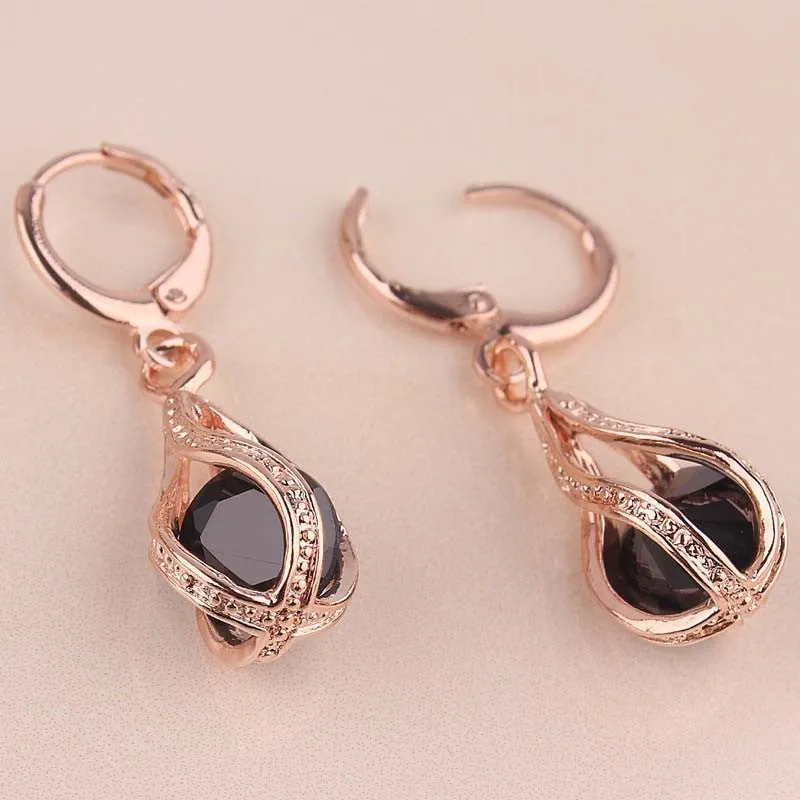 Swell Jewelry Vogue Women Gift 14k Gold Filled Round Cut 3 Colors Sapphire Dangle Earrings New Arrivals