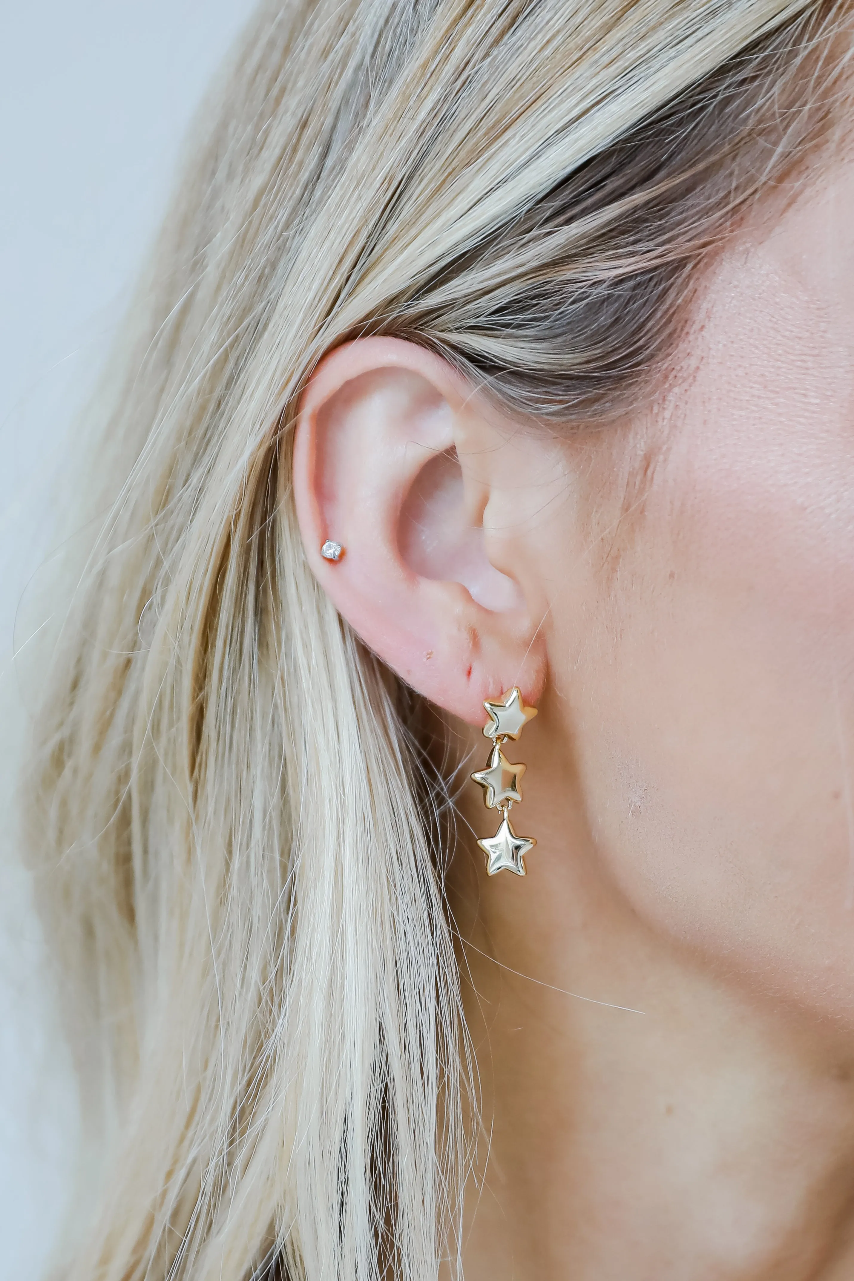 Tatum Gold Star Drop Earrings