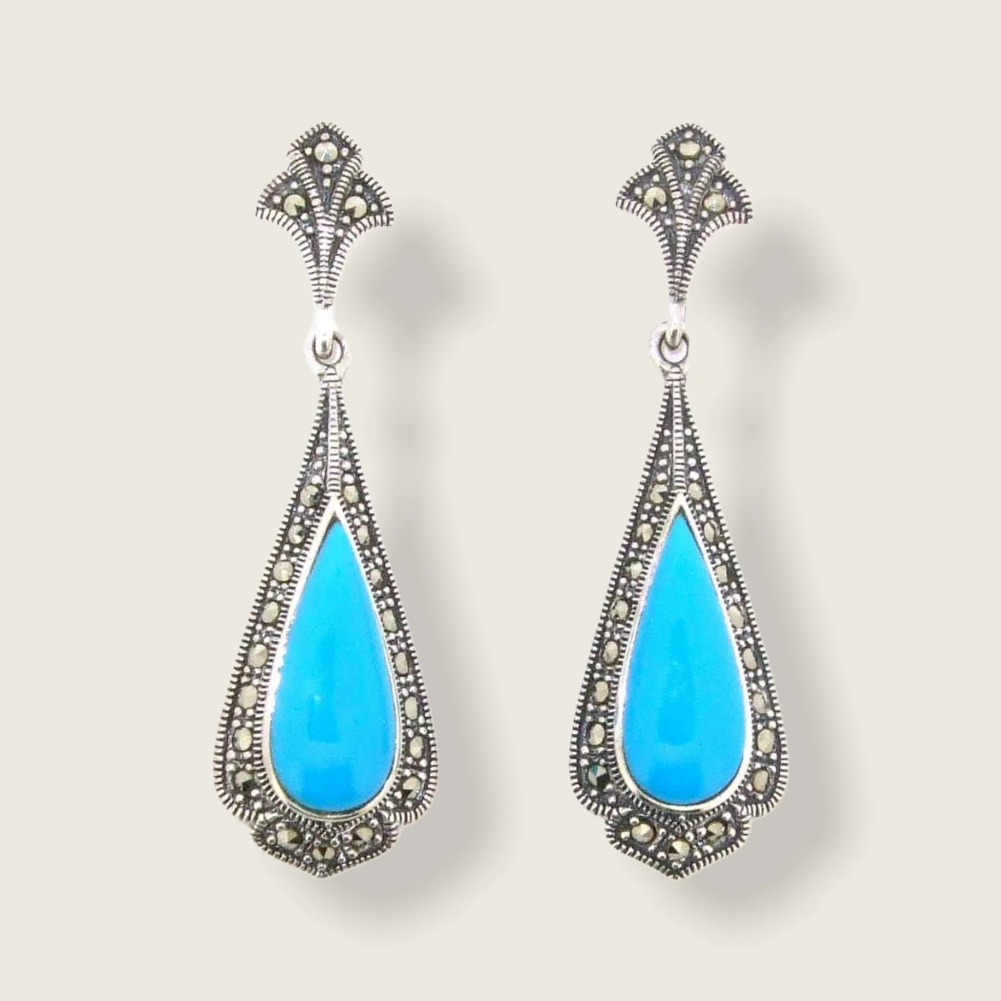 Tear Drop Turquoise Blue Earrings