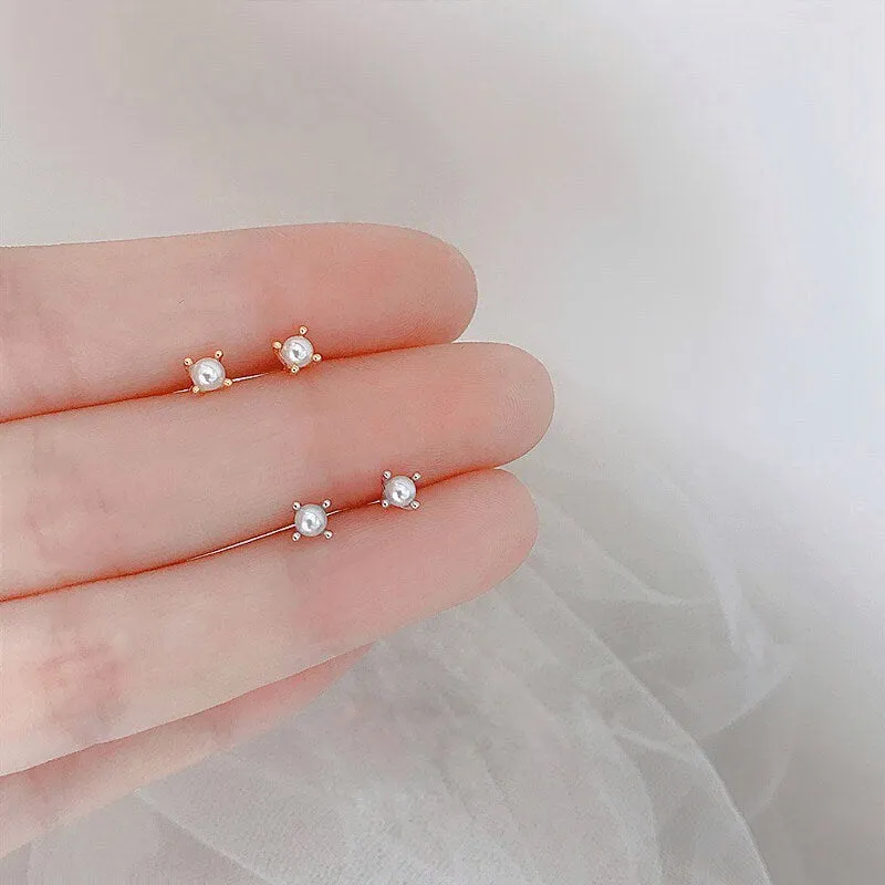 Tiny fresh water pearl earrings| Natural pearl studs