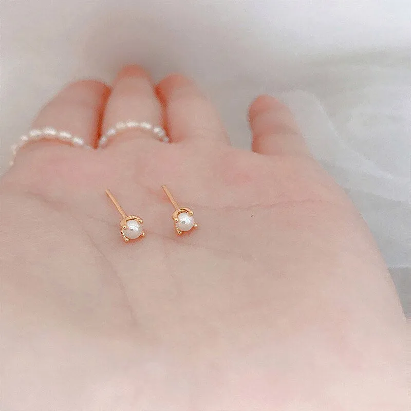 Tiny fresh water pearl earrings| Natural pearl studs