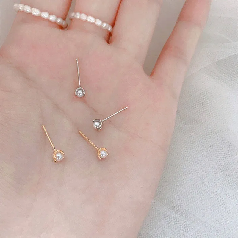 Tiny fresh water pearl earrings| Natural pearl studs