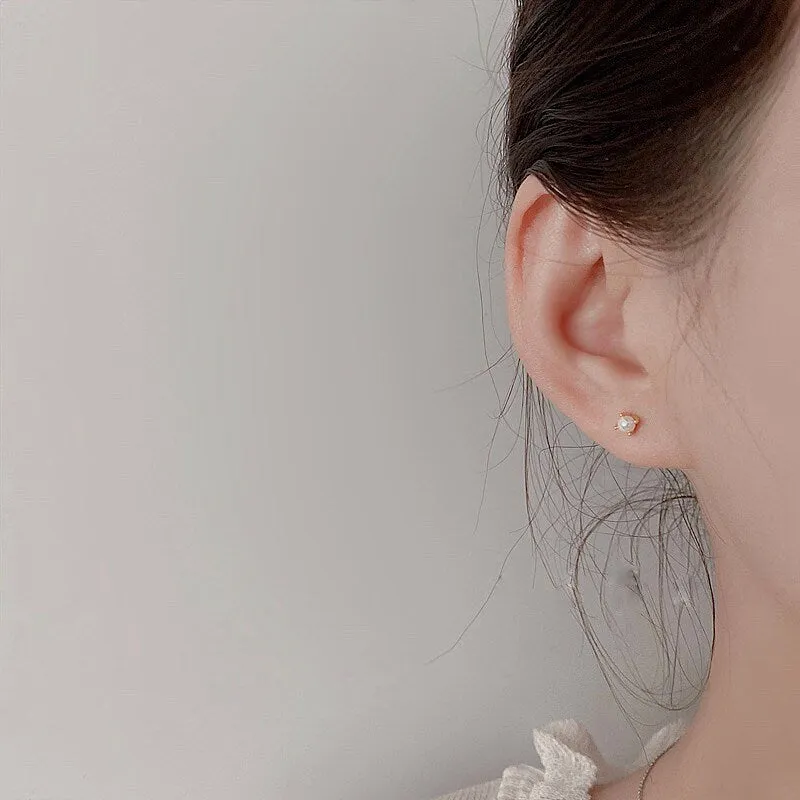 Tiny fresh water pearl earrings| Natural pearl studs