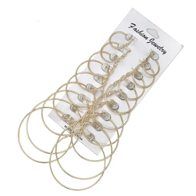 Trendy Oversize Big Circle Hoop Earring Set