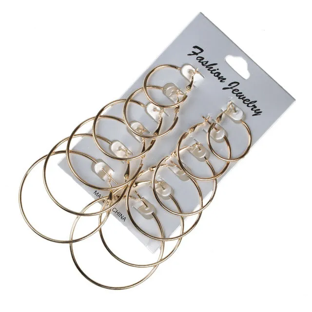 Trendy Oversize Big Circle Hoop Earring Set