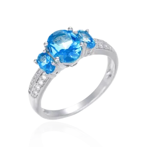 Trilogy Ring with Passion Topaz and Natural White Topaz