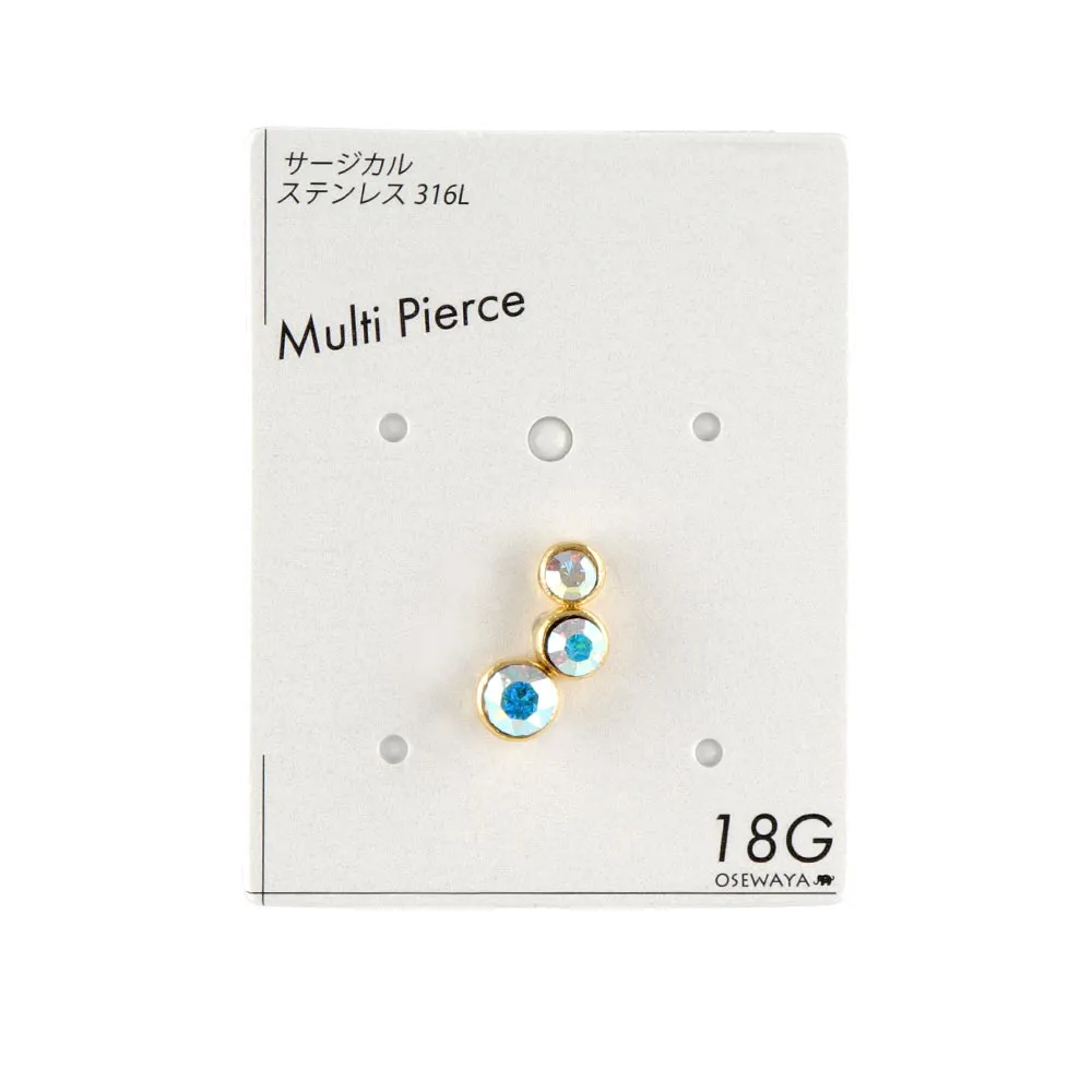 Triple Stone Barbell Earring