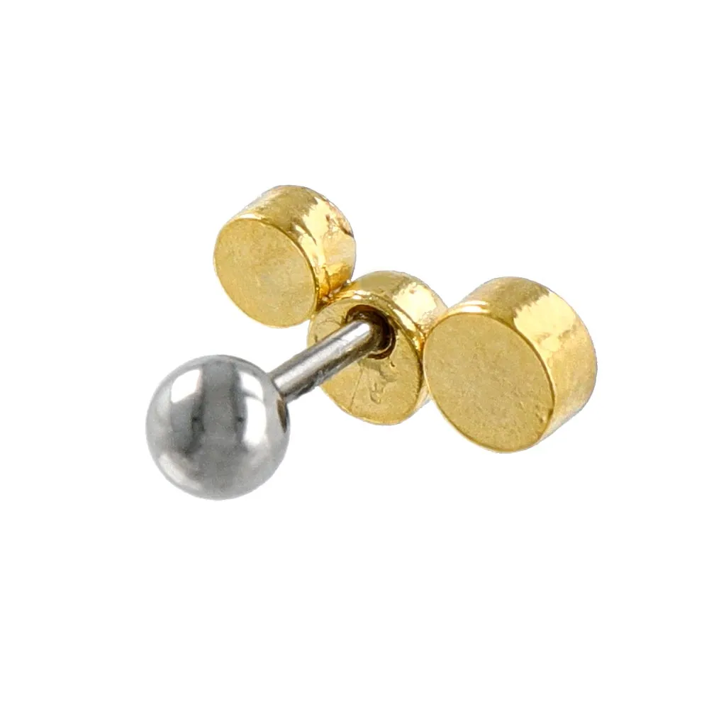 Triple Stone Barbell Earring