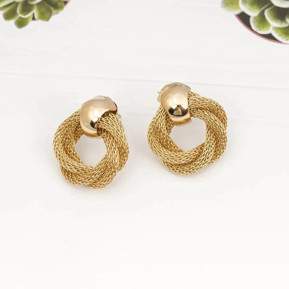 Vintage Metallic Twisted Weaving Round Circle Dangle Earrings Wedding Earring