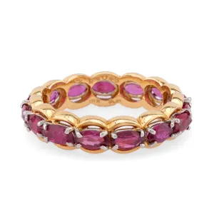 Vintage Oscar Heyman 3 Carat Ruby 18K Yellow Gold Eternity Ring