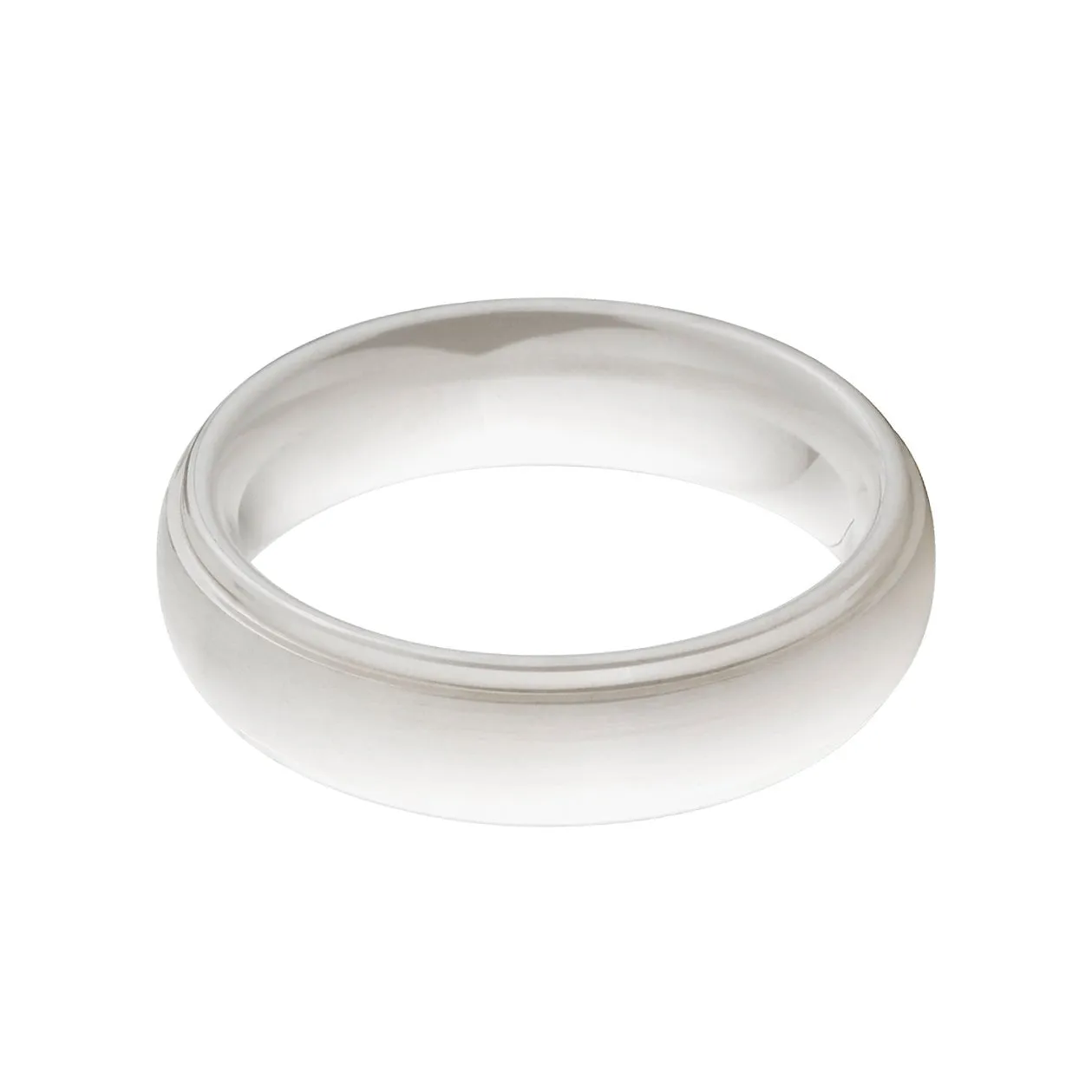 White Ceramic Wedding Band with Polished Finish - Men's Rings