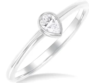 White Gold Bezel Set Pear Cut Diamond Ring