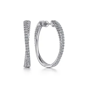 White Sapphire Twist Hoop Earrings