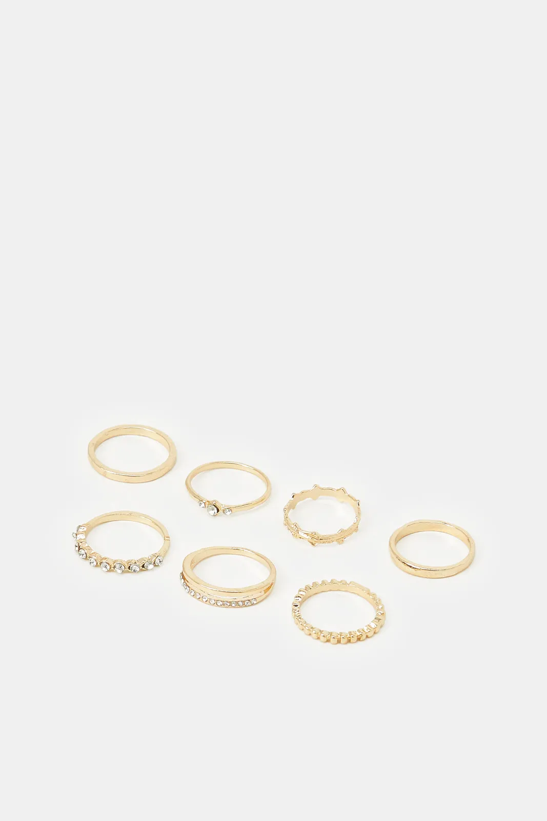 Women Gold Embellished Ring Set (7 Piece)