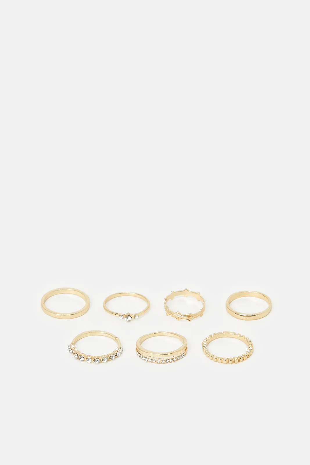 Women Gold Embellished Ring Set (7 Piece)