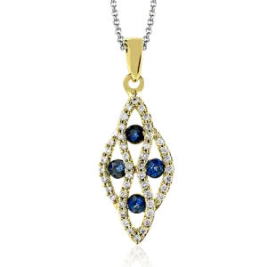 ZP668 Color Pendant in 14k Gold with Diamonds